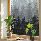 Grey Ombre Window Privacy Film Rainbow Static Cling Stain Glass Window Film for Glass Door, Decorative Sunroof Decal Sticker for Car 35.4"x78.7" Fall Autumn Forest Black Abstract Art Harvest - Image 3