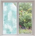 Window Privacy Film Frosted, Teal Blue Botanical Non-Adhesive Static Cling Window Tint, Summer Palm Leaves Foliage Tropical Insulated Windows Frosted Films for Living Room, 35.4 x 78.7 Inches by Unknown