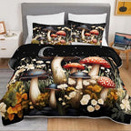 HOSIMA Mushroom King Quilt,Colorful Floral Bedspread with 2 Pillowcases. - Image 3