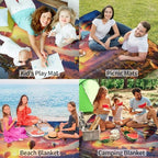 Large Picnic Blanket 79"X79" Picnic Mat Waterproof Foldable Lawn Park Blanket with Carry Strap Sandproof Beach Blanket Hot Air Balloon Portable Camping Blanket for Travel - Image 7