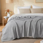 EMME Muslin Cotton Blanket Adults Heather Grey Queen 90"x90" - Image 6
