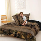 Erosebridal Camping Cabin Full Comforter Set Rustic Camo Rv Bedding Set Camouflage Camper Car Comforter for Kids Boys Girls Woodland Mountain Pine Trees Quilt Duvet - Image 4