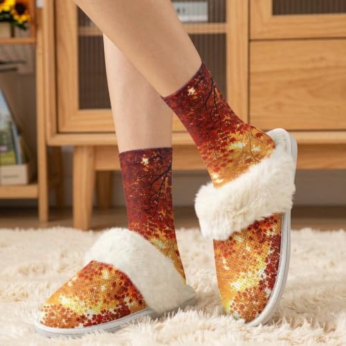 Fuzzy Slippers for Women Washable Cotton Slippers with Crew Socks - Image 2
