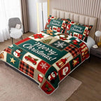 HOSIMA Vintage Christmas Patchwork Quilt Set Full Size with 2 Pillowcases. - Image 2