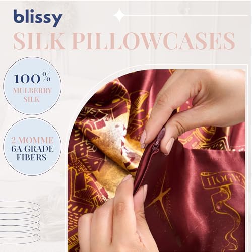 Blissy Silk Pillowcase - 100% Pure Mulberry Silk - 22 Momme 6A High-Grade Fibers - Silk Pillow Cover for Hair & Skin - Regular, Queen & King (Harry Potter - Marauder's Map, King) - Image 4