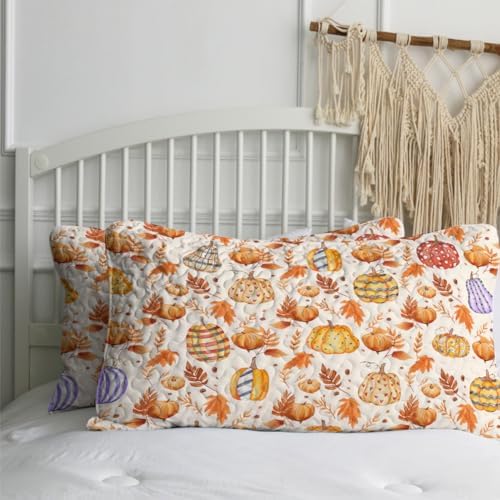 BlessLiving Queen Quilt Colorful Pumpkin Maple Leaf Halloween Fall Bedding - Image 7