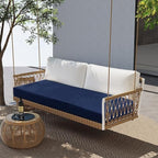 Outdoor Bench Cushion 48x18 Inch Waterproof with Memory Foam,Patio Bench Cushions for Outdoor/Indoor Furniture Porch Swing Cushion with Handle and Adjustable Strap,Navy Bule - Image 7