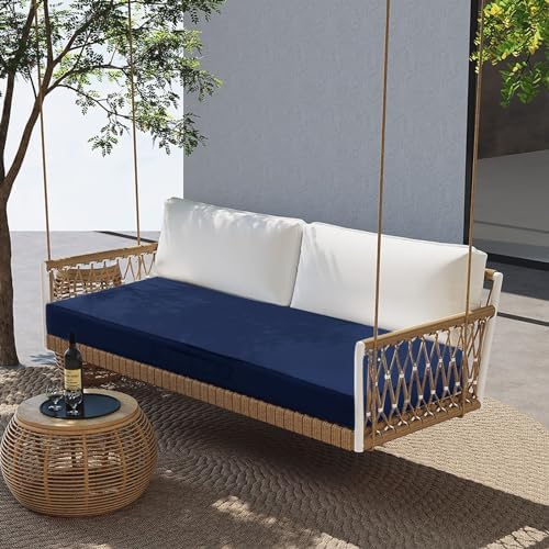 Outdoor Bench Cushion 48x18 Inch Waterproof with Memory Foam,Patio Bench Cushions for Outdoor/Indoor Furniture Porch Swing Cushion with Handle and Adjustable Strap,Navy Bule - Image 7