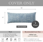 BlissBlush Coastal Blue Lumbar Pillow Cover 14x36 for Bed, Accent Long Lumbar Pillow Cover for Bedroom, Soft Woven Chenille Textured Farmhouse Boho Decorative Cushion Cover - Image 7