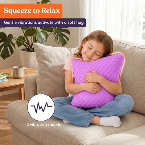 Special Supplies Vibrating Pillow Sensory Pressure Activated for Kids and Adults, 12” Plush Minky Soft Cover, Textured Therapy Stimulation Bumps-Vibrations, Music & Voice Recording (Purple) - Image 2