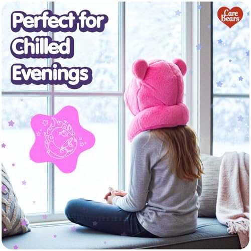 Care Bears - Cheer Bear Snuggle Hood, Travel Pillow with Hood, Soft Plush Neck Support, Lightweight, Comfortable and Breathable, Airplane, Care and Train Travel - Pink - Image 5