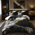 Nttopship Black Gold Gray Marble Comforter Set Queen Size Black Gold Gray Bedding Set Soft Microfiber Minimalist Wind Marble Comforter Sets 3 Pieces with 2 Pillowcases by Nttopship