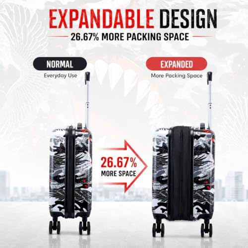 5PCS Kids Luggage Boys Suitcase Set, 16" Hardside Carry-on Shark - Image 3