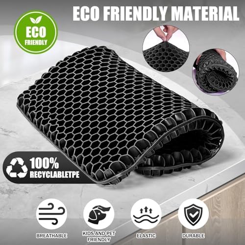 Gel Seat Cushion for Long Sitting Hip Pain, 20x20inch Jumbo Thick Soft & Breathable Cushion for Wheelchair Gel Seat Cushion for Office Home Chairs (Black) - Image 3