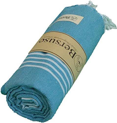 Bersuse Towels Anatolia XL Beach Blanket Throw Blanket Turkish Towel 100% Cotton Extra-Large Quick-Dry Lightweight Premium Peshtemal Towel - 61x82 Inches, Sea Blue - Image 2