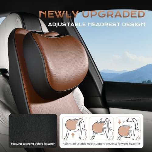 Coverado Car Seat Cushion and One Piece Lumbar Support with Adjustable Neck Cushion for Car, Ergonomic Memory Foam Car Back Support, Truck Seat Cushion for Sciatica Back Neck Pain Relief, Blackbrown - Image 3