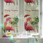 Christmas Flamingos Window Privacy Film Rainbow Static Cling Stain Glass Window Film for Glass Door, Decorative Heat Blocking Sunroof Decal Sticker for Car Home 35.4"x78.7" Xmas Balls Tree Rustic - Image 6