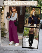 Evervibe 3 Pack Women's Plus Size Wide Leg Pants Baggy Sweatpant - Image 2
