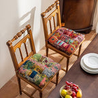 vctops 2 Pack Boho Paisley Chair Cushions with Ties Patchwork U-Shaped Soft Cozy Cotton Linen Chair Pads Non Slip Seat Cushions for Indoor Dining Room and Kitchen Chairs (Pink A,16"x16") - Image 5