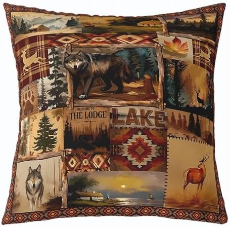 Feelyou Bear Deer Throw Pillow Covers Soft 16" x 16" - Image 5
