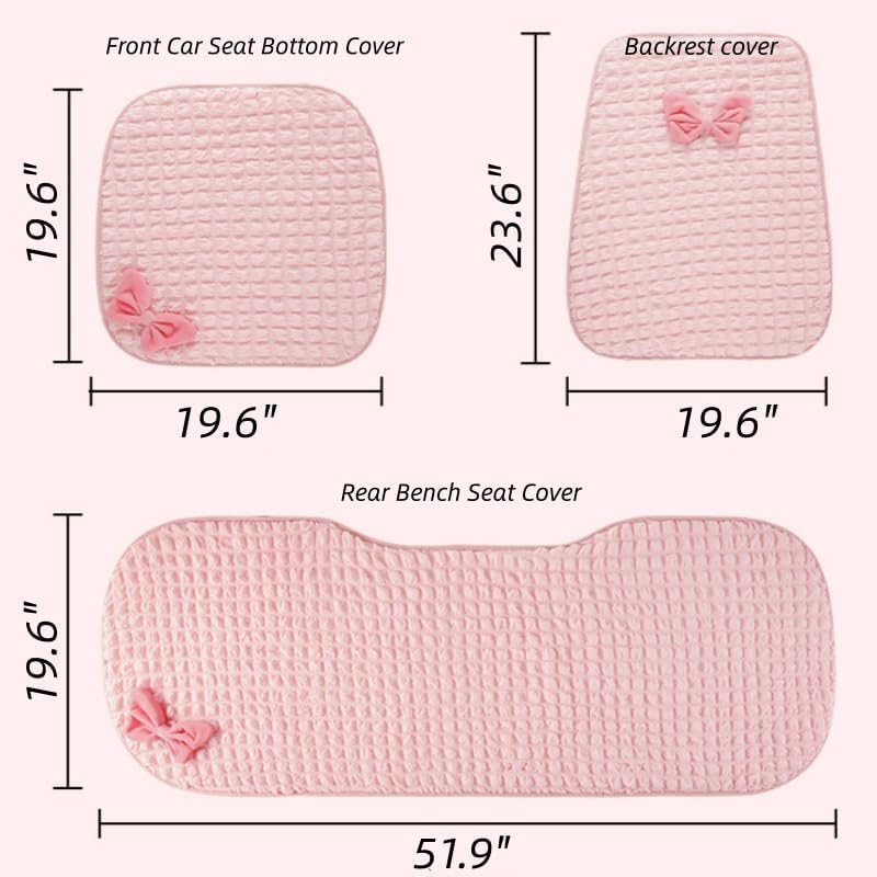 Pink Car Back Seat Cover Protectors with Cute Bowknot, Car Rear Bench Cover - Image 2