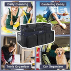 SCAVATA Wearable Cleaning Caddy Bag, Cleaning Caddy Supplies Organizer with Handle & Shoulder Straps for Housekeepers, Under Sink & Car Cleaning Tool Organizers with 4 Foldable Divider Navy (DarkBlue) - Image 7