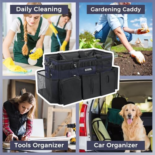 SCAVATA Wearable Cleaning Caddy Bag, Cleaning Caddy Supplies Organizer with Handle & Shoulder Straps for Housekeepers, Under Sink & Car Cleaning Tool Organizers with 4 Foldable Divider Navy (DarkBlue) - Image 7