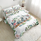 Nttopship Cartoon Kaola Comforter Set King Size for Adults 3Pcs,Sleeping Koala Bedding Set Soft Warm for All Season Room Decor with 1 Comforter and 2 Pillow Case - Image 3