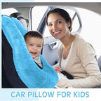 Barydat 2 Pcs Car Travel Pillow for The Back Seat, 28"x 18", Blue, Green - Image 4