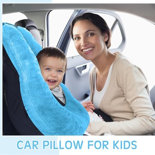 Barydat 2 Pcs Car Travel Pillow for The Back Seat, 28"x 18", Blue, Green - Image 4