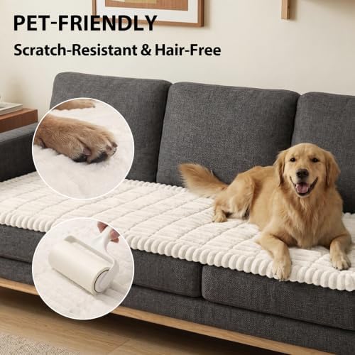 Fixwal Waterproof Flannel Dog Couch Cover, 27.6" x 70.9", White - Image 4