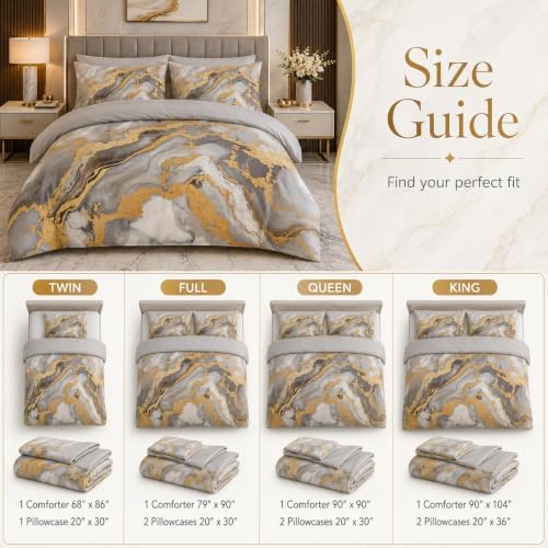 CCoutueChen Grey Comforter Set Twin Size - Modern Marble Bedding Set - Image 2