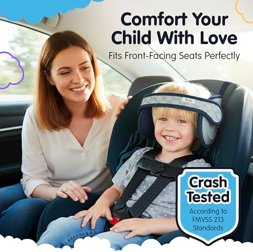 NapUp Car Seat Head Support for Toddler - Anti-Bobbing Head Holder - Blue - Image 2