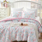SLEEP ZONE King Size Comforter Set, Breathable Jersey Knit Soft Duvet Insert Set 3 Pieces Flower Leaves Pattern Bedding Sets for Bedroom All Season, Flower Leaves by SLEEPZONELIFE