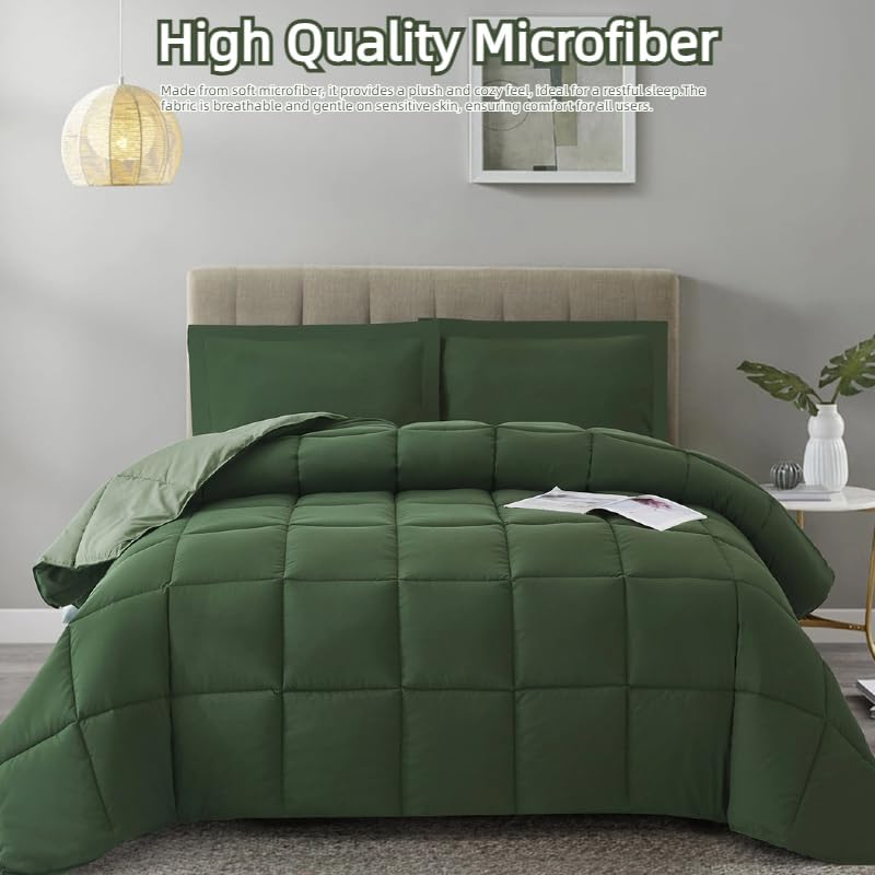 HOMME Over Size 3 Pieces All Season Soft Comfortable Down Alternative Reversible Quilted Oversize Comforter Set School Dorm, Machine Washable - Image 3
