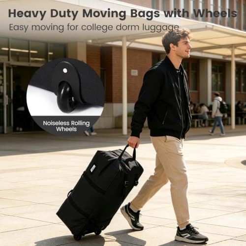 118L Extra Large Moving Bag with Wheels, 2-Pack Rolling Travel Duffel Bags - Image 2