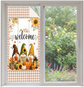 Window Privacy Film Frosted, Thanksgiving Non-Adhesive Static Cling Window Tint, Fall Gnomes Pumpkin Maple Flowers Plaid Insulated Windows Frosted Films for Living Room, 35.4 x 78.7 Inches by Unknown