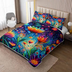 HOSIMA Colorful Dreamy Hippie Boho Floral Quilt Full with 2 Pillowcases. - Image 2