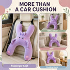 Ride Nuzzle Pillow, Plush Animal Car Travel Cushion with Adjustable Headrest Strap for Passenger Seats，Pink - Image 3