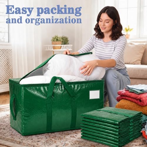 Songrey Extra Large Heavy Duty Moving Bags, 6 Pack, Dark Green - Image 5