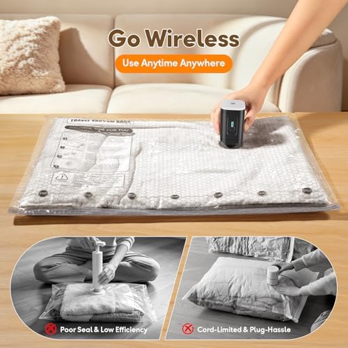 Vacuum Storage Bags 15Pack S-L, Reusable Compression Bags with Upgraded Electric Pump, 90% More Space Saving, Moisture Dust Proof for Travel Home Closet Bedding Clothes Storage - Image 5
