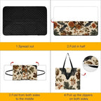 Halloween Bat Floral Extra Large Picnic Blankets Waterproof Foldable Beach Blanket Waterproof Sandproof Outdoor Packable Camping Blanket with Zip 59"x39" - Image 4