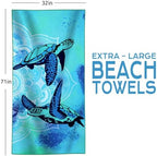 4 Packs Microfiber Oversized Lightweight Thin Beach Towel Sandproof Compact Quick Dry Clearance Towels Extra Large Sand Free Travel Essentials Accessories Women Gift Black Mandala Glaxy Turtle Coast - Image 6