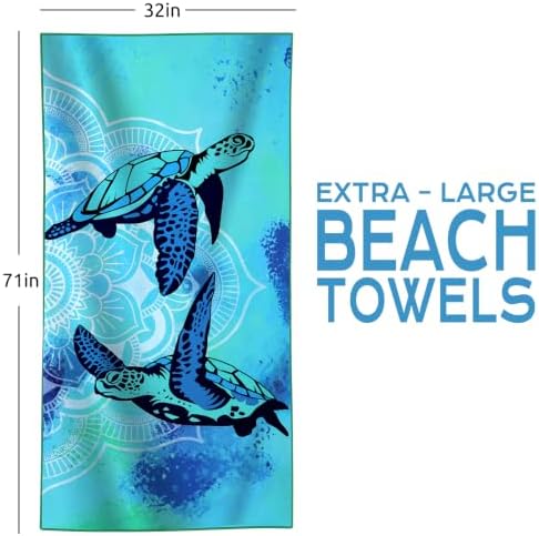 4 Packs Microfiber Oversized Lightweight Thin Beach Towel Sandproof Compact Quick Dry Clearance Towels Extra Large Sand Free Travel Essentials Accessories Women Gift Black Mandala Glaxy Turtle Coast - Image 6