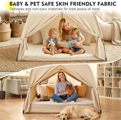 Twin Bed Tent for Kids and Adults, Indoor Blackout Sleeping Play Tents - Image 4
