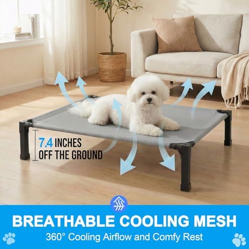 Elevated Dog Bed Raised Cooling Dog Cot for Small Dogs, Portable Indoor & Outdoor Pet Bed with No-Slip Feets Breathable Mesh Pet Bed for Camping Outdoor - Image 2