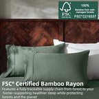 GOKOTTA Pillow Cases Queen Size Set of 2, Cooling Pillowcases for Hot Sleepers, 100% Rayon Derived from Bamboo Envelope Soft Pillowcases (Green) - Image 2