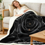 Black Rose Sherpa Blanket Romantic Gift Throw Blanket for Women Soft Warm Cozy 60x80 Inches Dark Aesthetic Floral Design Bedroom Couch Decor Gift for Birthday Anniversary Housewarming - Image 2
