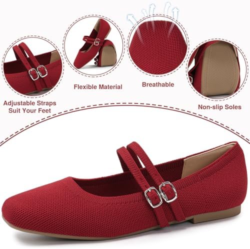 Womens Woven Ballet Flats, Foldable Mary Jane Shoes for Casual Wear - Image 3