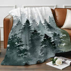 Christmas Throw Blanket, Winter Xmas Pine Trees Mountain Fluffy Soft Blankets for Couch Bed Travel, Snowflakes Plush Microfiber Striped Flannel Blankets, Lightweight Sofa Blankets 32"x48" - Image 2